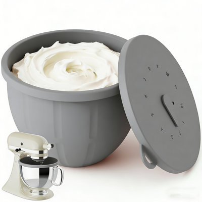Doublure de bol en silicone gris avec couvercle pour batteurs sur socle inclinables 4,5-5 qt KitchenAid par GVode