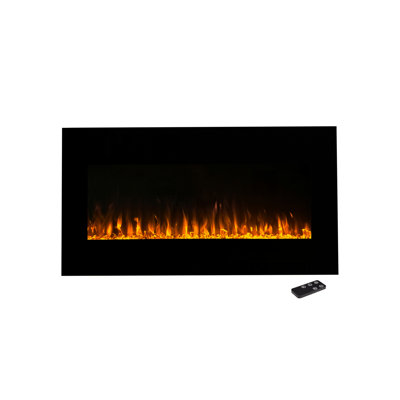 Wrought Studio Electric Fireplace - 54 Inch Wall Mounted Fireplace Heater with Remote Control Adjustable LED Flame Color, Timer, and Heat