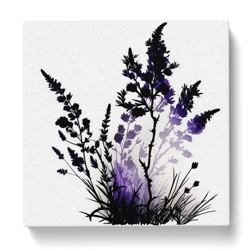 Lavender Flower Silhouette No.1 - Wrapped Canvas, 35cm H x 35cm W x 3cm D