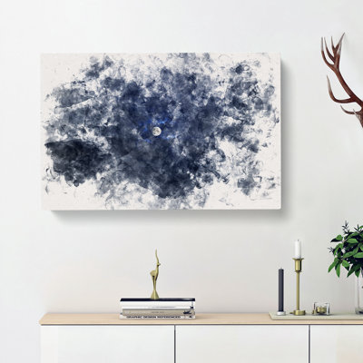 Moon Through the Clouds Watercolour - Wrapped Canvas