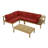 Collinward 5 - Person Seating Group with Red Cushions and Grey LED  Parasol