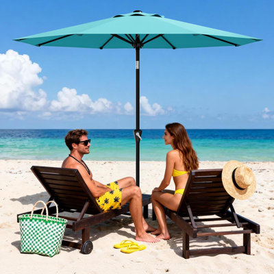 10FT Patio Umbrella - Outdoor Table Umbrella with Smooth Crank Lift, Push Button Tilt and 8 Sturdy Ribs - Market Umbrella UV Protection Waterproof for Pool, Deck, Yard, Garden