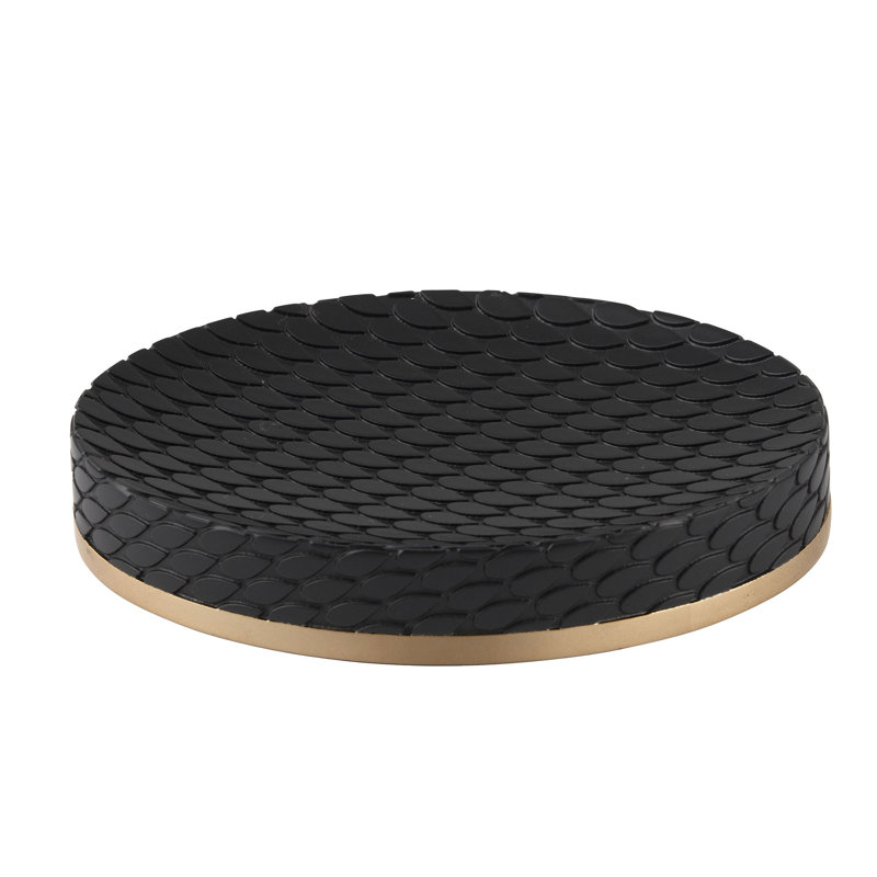 Amal Black and Gold Textured Resin Soap Dish