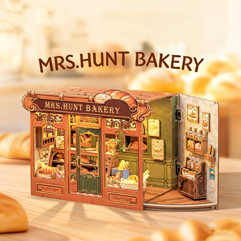 Diy Wooden Hand Assembled Ornament - Mrs. Hunter Bakery Miniature Scene Model 3d Stereoscopic House