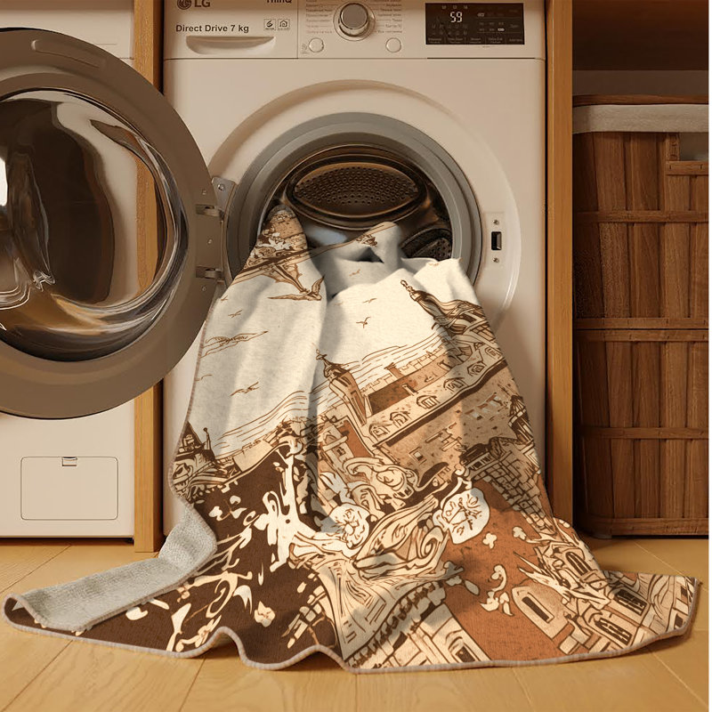 Tapis beige lavable à la machine Pacchiana, 3x5