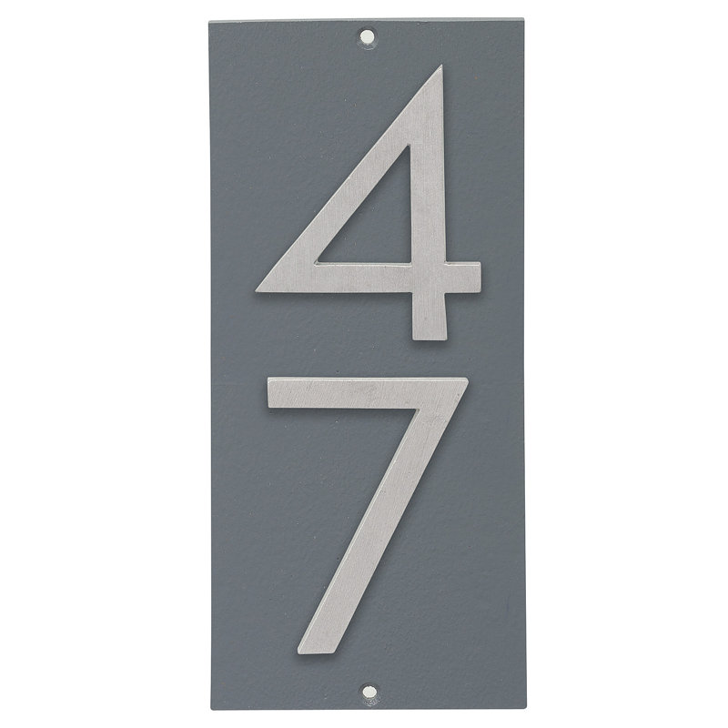 Plaque d’adresse murale sur 1 ligne flottante, Gris, Aluminium brossé, Oui