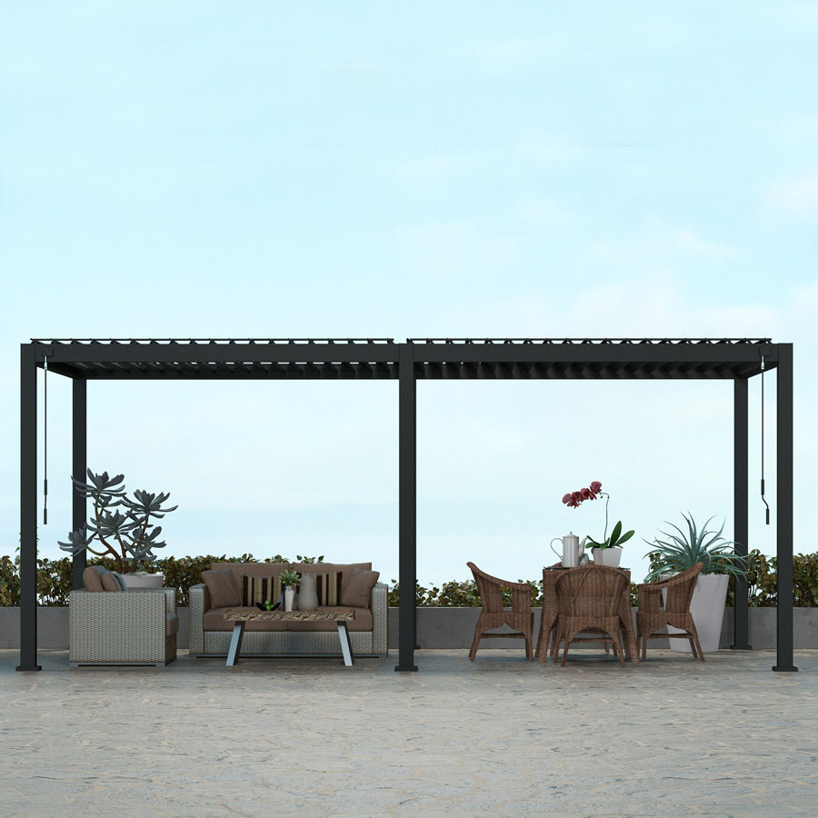111S 10 Ft. W x 20 Ft. D Metal Louvered Pergola with Adjustable Roof
