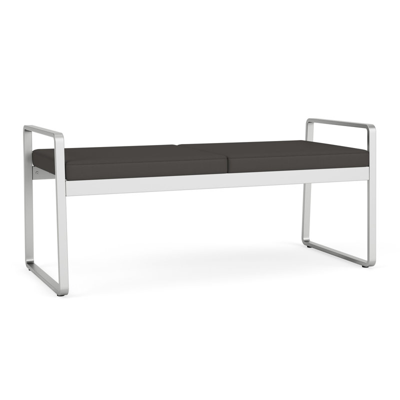 Banc en métal Gansett, Noir Patriot Plus - Vinyle lavable au chiffon, Argent