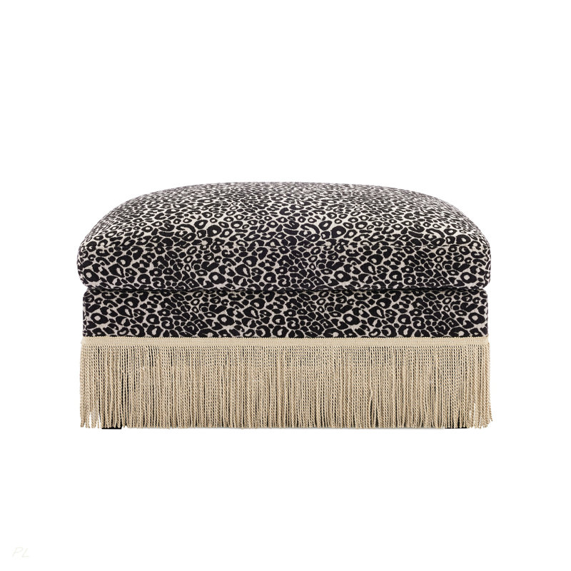 Repose-pieds en chenille léopard, Khaki/Black
