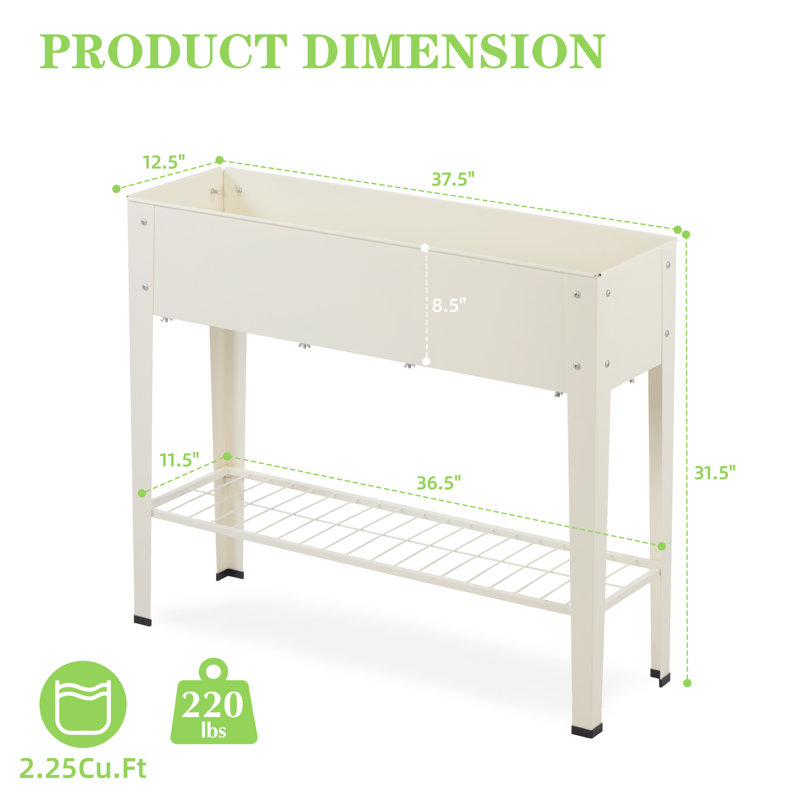 Metal Raised Garden Planter with Legs – Outdoor Use, Cream