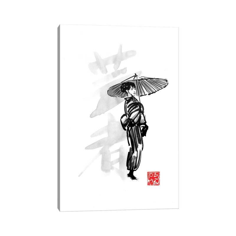 Geisha by Péchane - Painting on Canvas, 20.32 cm H x 30.48 cm W, Wrapped Canvas