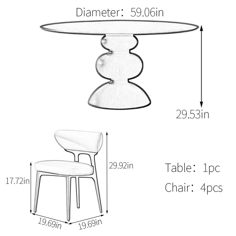 Ensemble de table de salle à manger en bois massif Candied, H 29,53 po x L 59,06 po x l 59,06 po