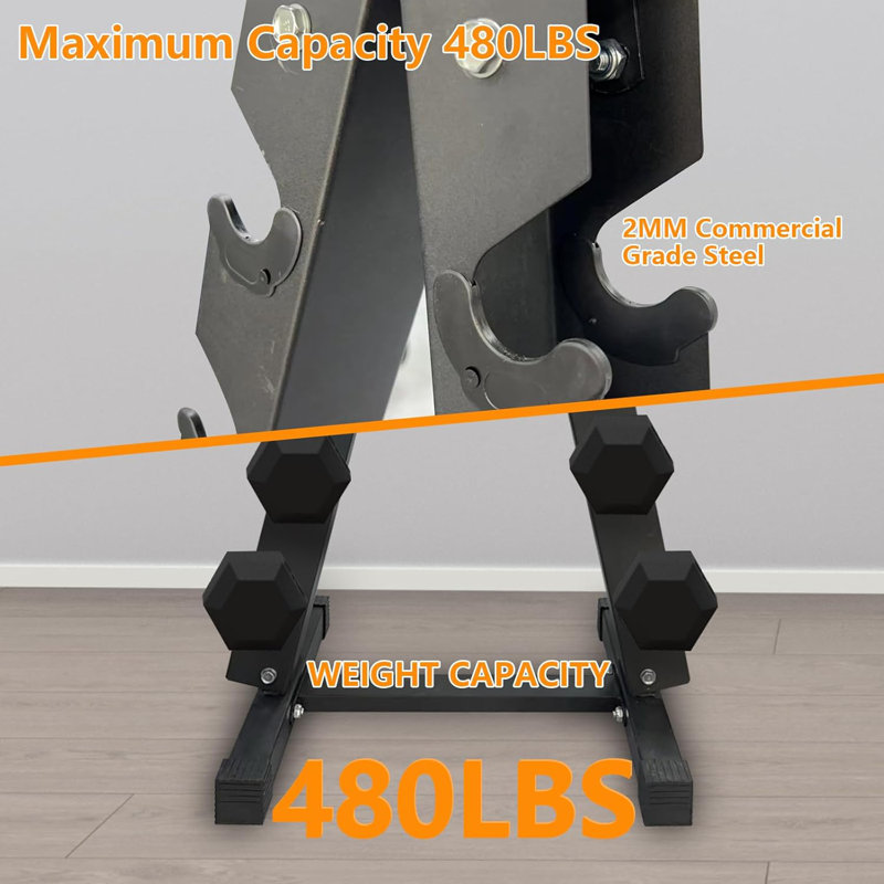 Support à haltères A-Frame, organisateur de rangement en acier robuste à 6 niveaux pour la salle de gym à domicile, conception compacte, peut supporter jusqu'à 660 lb, facile à assembler