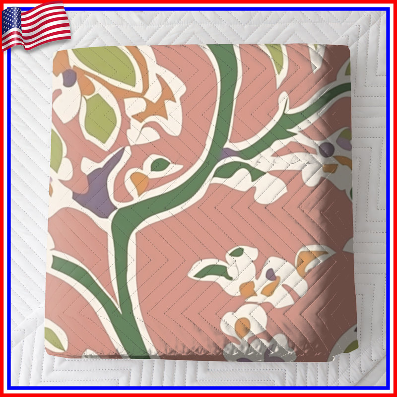 Couvre-lit matelassé Floral Branch Illustration, Grand lit