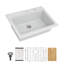 Évier de cuisine en quartz - Évier de cuisine encastré en granite blanc 30 po x 22 po x 10 po