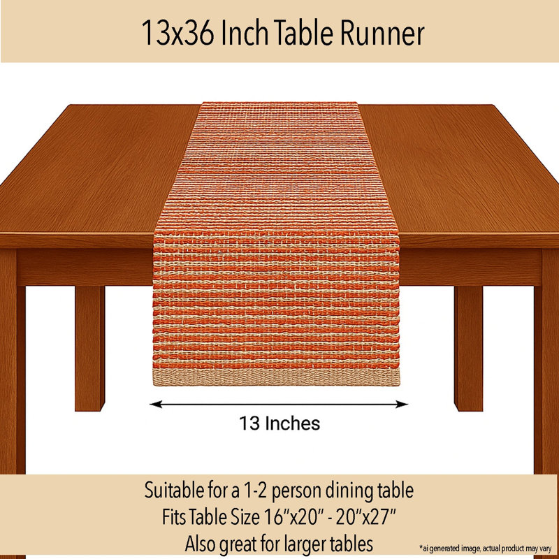 Chemin de table Pingham, 36 po x 13 po, Beige/rouge