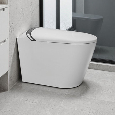 Toilette intelligente bidet allongée avec ouverture / fermeture automatique, siège chauffant et capteur de pied