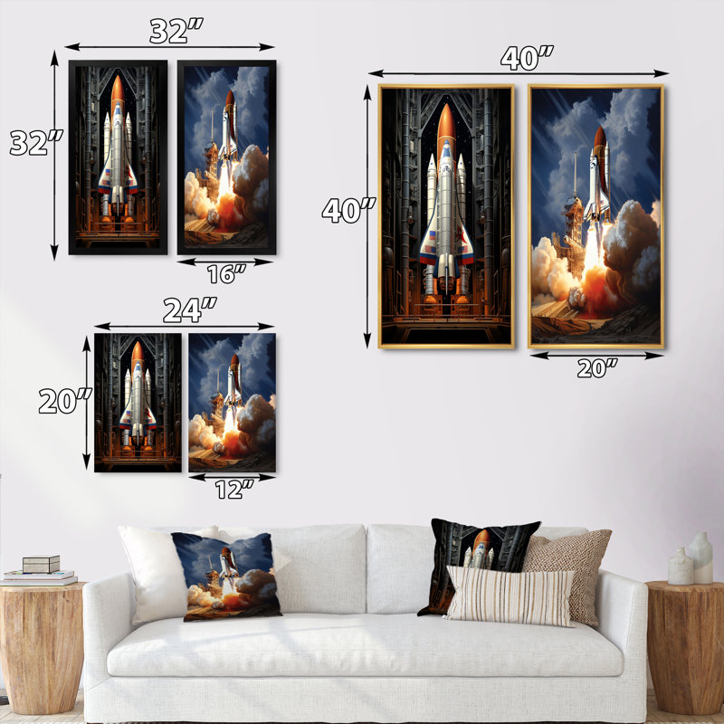 «Rocketship Revelation», 2 pièces, Encadrement brun, H 24 po x l 20 po