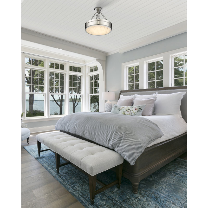 Plafonnier semi-encastré Crisha LED, Nickel poli