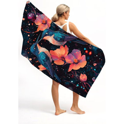 Oiseau en microfibre surdimensionnée, serviette de plage légère, très grande plante, serviettes de sable fines, piscine, bain, yoga, gymnase, camping pour adultes, femmes, hommes, accessoires de plage, accessoires de vacances, cadeau de vacances, 36 po x 72 po