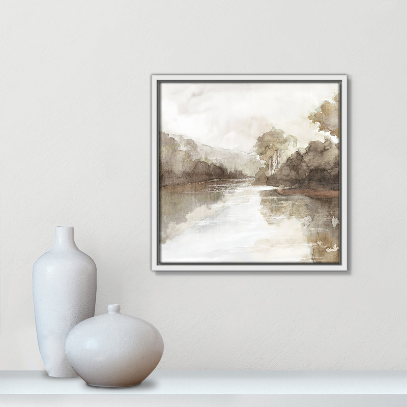 «Fall Nature Print» par Eva Watts, Toile avec cadre, L 13,5 po x H 13,5 po, White Floater