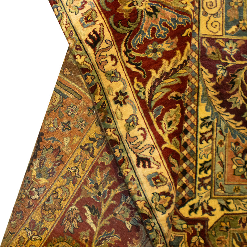 Hand Knotted Wool Oriental Area Rug in Multi And Red