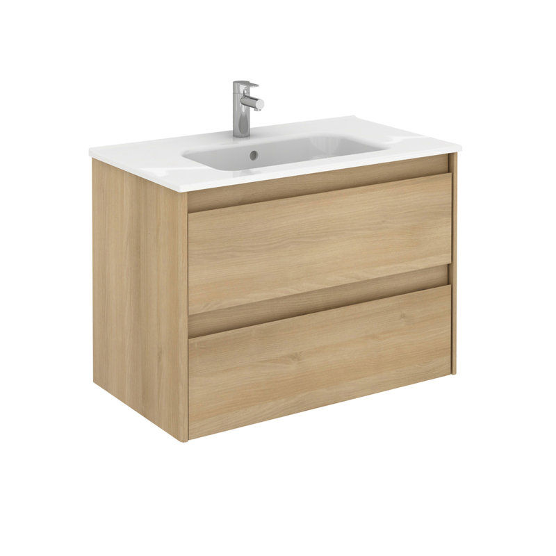 Ambra 31.7'' Single Bathroom Vanity with Ceramic Top, Nordic Oak