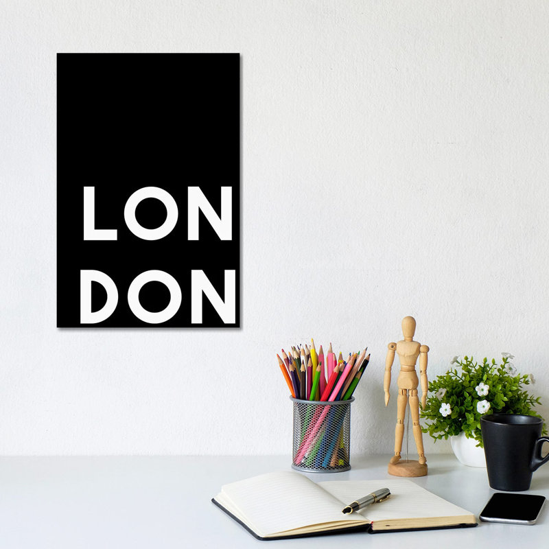 London Black 1 Piece Wall Art on Canvas, 30.48cm H x 20.32cm W x 1.91cm D, Wrapped Canvas