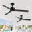 Korryn 2-Pack 48'' Black 3-Blade Indoor/Covered Outdoor Lightless Ceiling Fan with Remote Control , Quiet Reversible DC Motor, 6 Speeds, Indoor Ceiling Fan for Living Room, Bedroom