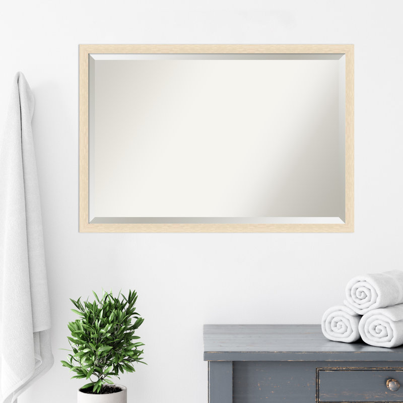 Miroir mural en bois Jobany, Brun clair, Rectangle, 26 po x 38 po