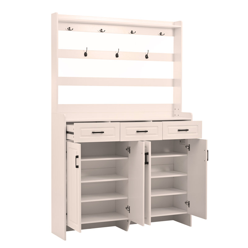 Armoire de rangement pour chaussures 24 paires avec portemanteau, Rose clair