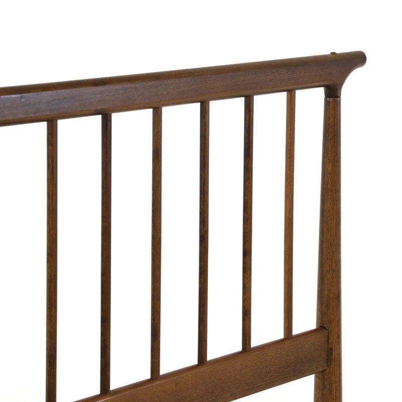 Mid Century Solid Wood Spindle Bed, Queen
