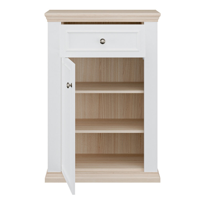 Pontypool 8 Pair Shoe Storage Cabinet, White/Oak