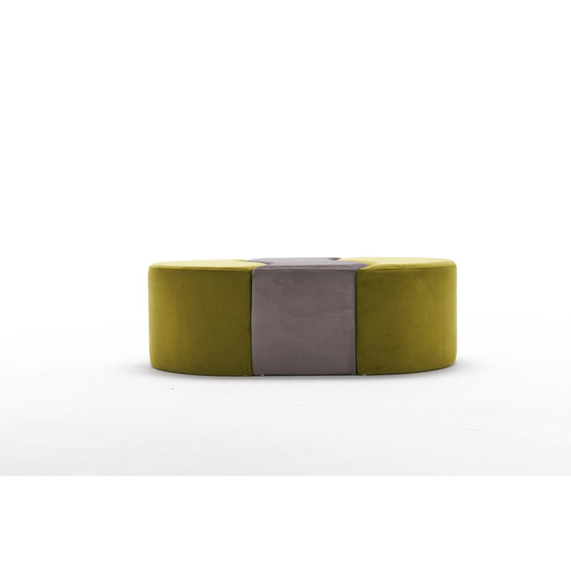 Leila 83cm Wide No Pattern Pouffe Ottoman, Green/Gray