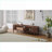 TV Stand, Modern Media Console with Rattan Drawer &amp; Sliding Doors for 75” TVs | Dark Brown | Solid Wood+MDF