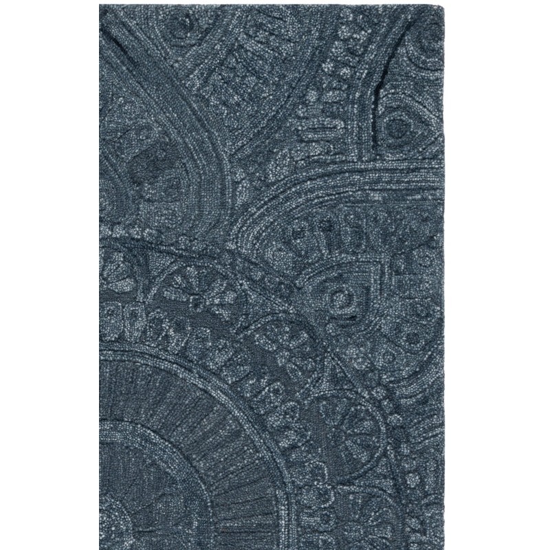 Tapis oriental gris foncé en laine et coton touffeté à la main Anothony, Rectangle 8 pi x 10 pi