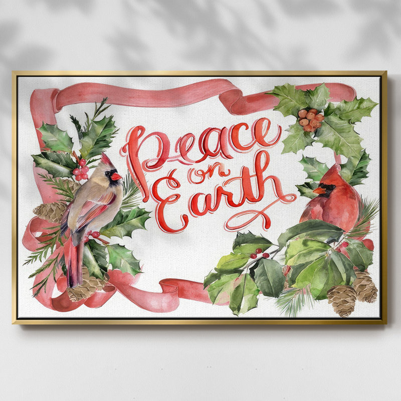 Cardinal Holly Christmas Collection A, H 25 po x l 37 po x P 1,5 po, Encadrement doré