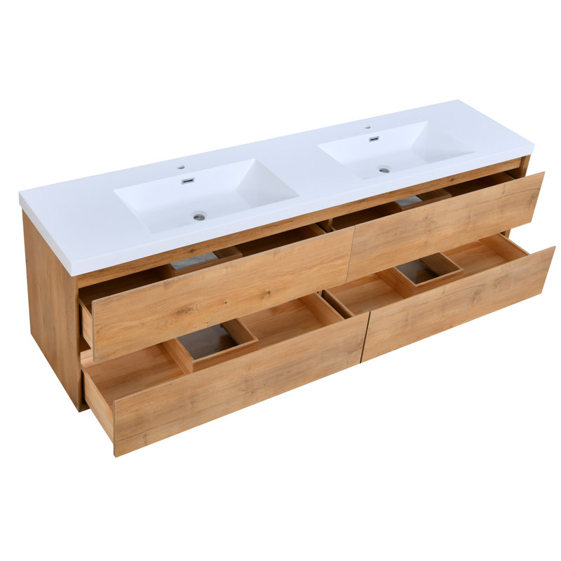 84" Wall Mounted Floating Bathroom Vanity With Double Sink