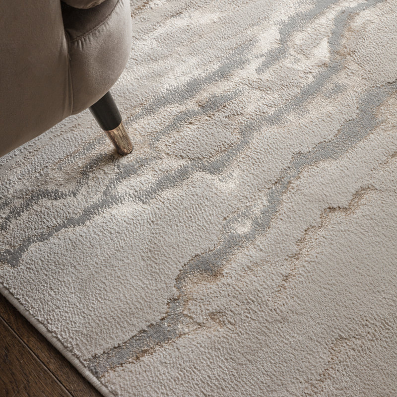 Aurora AU17 Linea Metallic Beige Area Rug, Rectangle 240 x 340cm