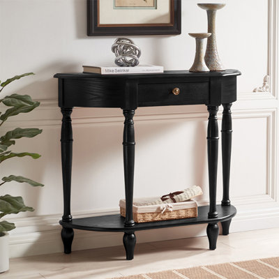 Console demi-cercle en bois massif noir