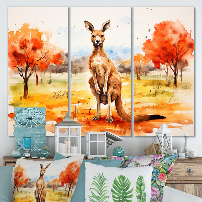 «Kangaroo Outback - Kangaroo Animal», art mural, Toile tendue, H 32 po x l 48 po