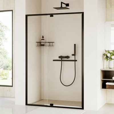 46–50" W x 72" H Pivot Glass Shower Door, Pivot Shower Door with 5/16" (8mm) Clear Glass, Chrome