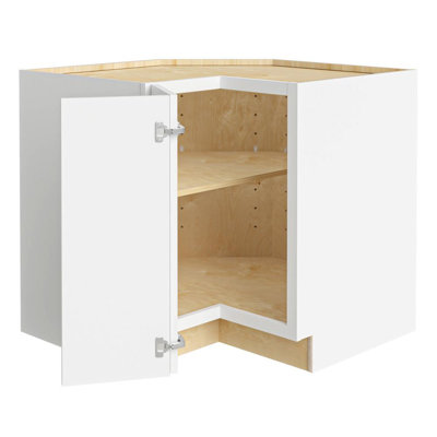Gallery Express Haven Plywood Assembled 36 in W X 24 in D X 34.5 in H Corner Standard Kitchen Cabinet Left in White