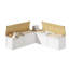 Banc de rangement à angle droit de couleur claire avec très grand compartiment de rangement, conception à assemblage simple pour le vestibule et l'organisation à la maison