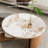 Round Coffee Table Set With Storage ,Rotating Wheels, Wooden Base