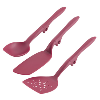 Rachael Ray Tools And Gadgets Lazy Spoon And Flexi Turner Kitchen Utensils Set, 3-piece, Teal In Burgundy