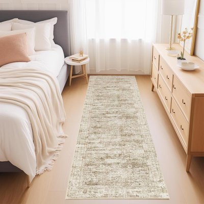 Tapis lavable rétro antidérapant (brun)