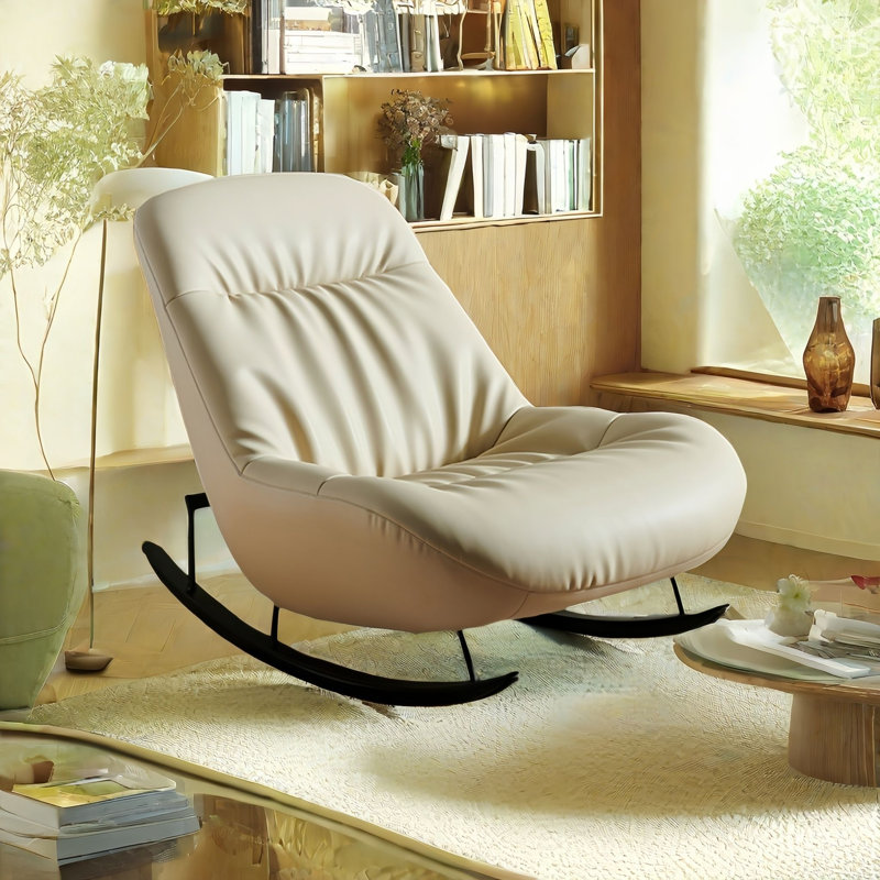 Chaise berçante moderne rembourrée, Off-White