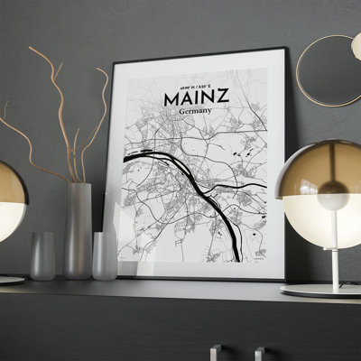 Mainz City Map In Ink - No Frame Print