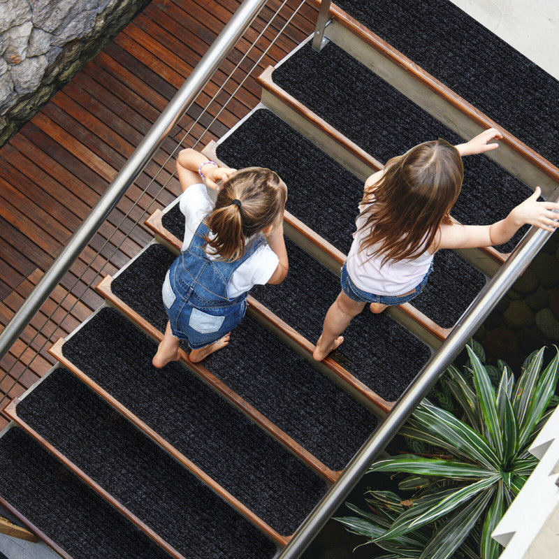 Tapis d'escalier antidérapant Aaqil, Noir